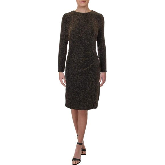 NWT Lauren Ralph Lauren Womens Size 10 Bronze Metallic Ruched Sheath Dress NEW - Picture 11 of 12